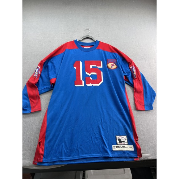Los Angeles Dons Jersey Mens 60 Blue Red AAFC Football Throwback Long Sleeve